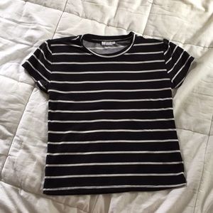 Black with white stripes cropped top